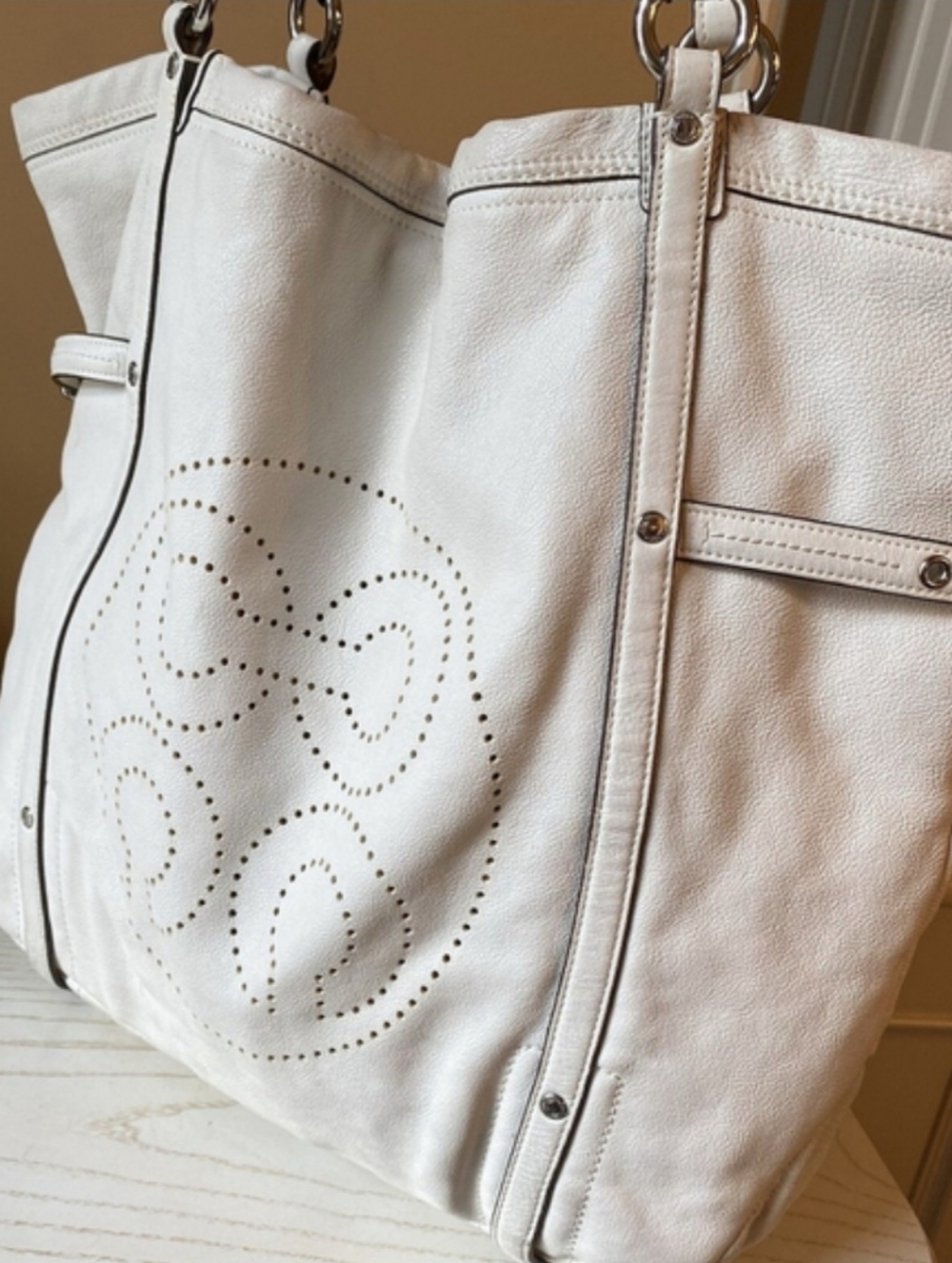 Coach Audrey Cream Leather Tote/ Shoulder Bag VGUC